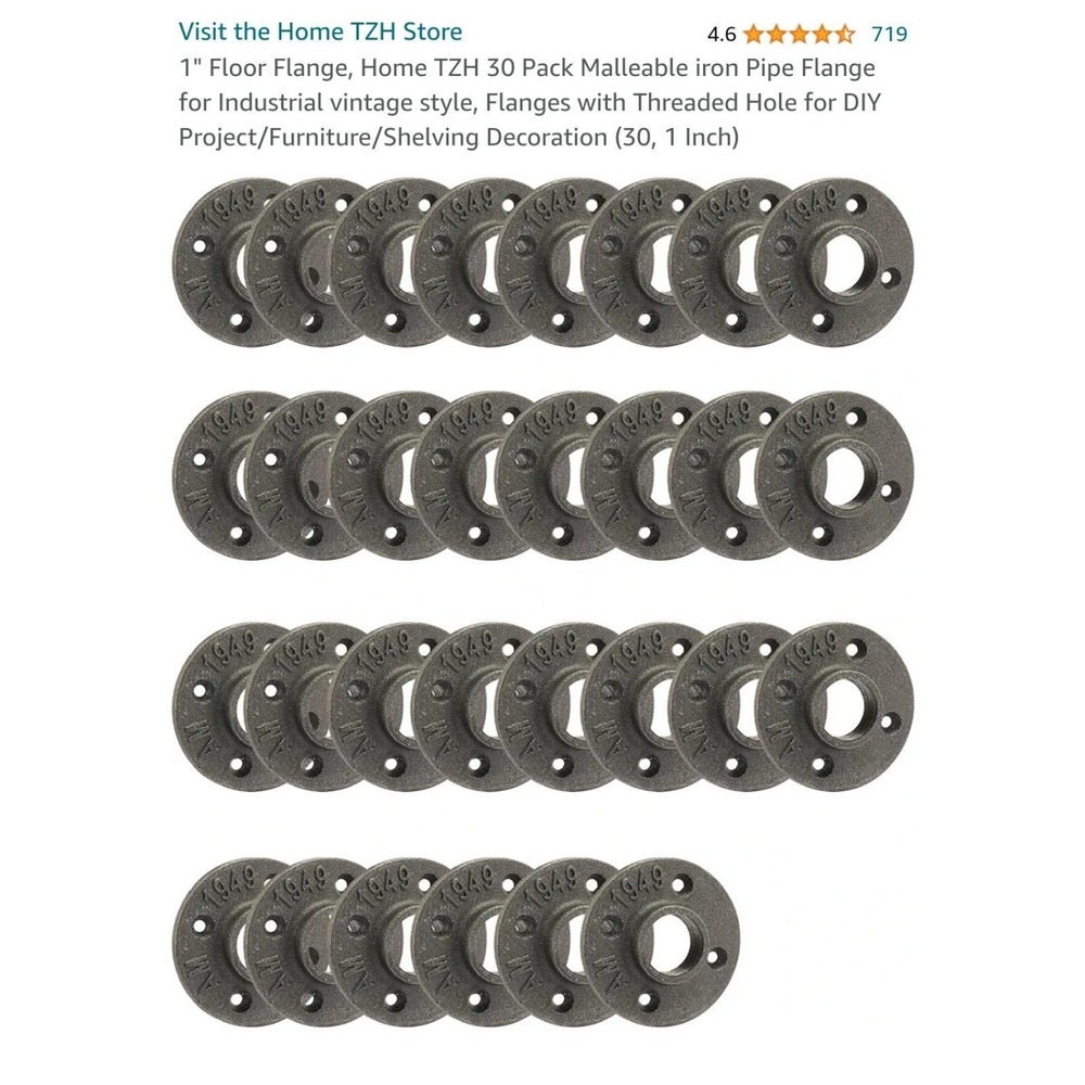 1" TZH Flange = Qty: 30 = Black (Inv 1018)